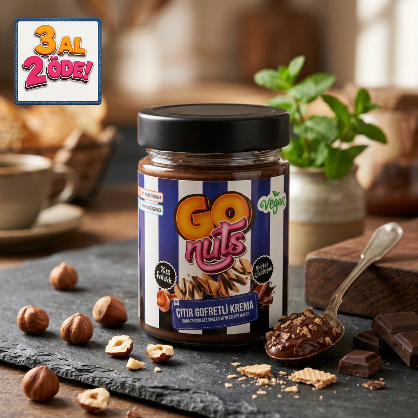 GoNuts Çıtır Gofretli Bitter Krema 330 gr