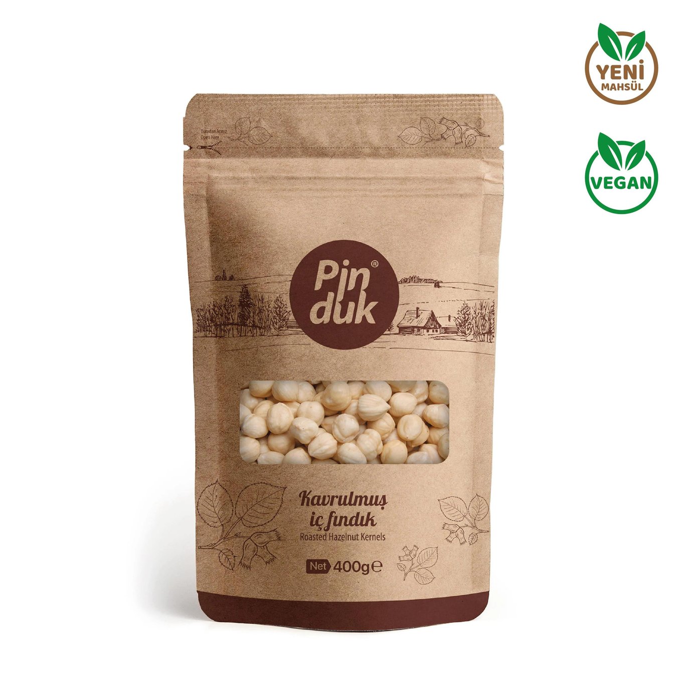 PİNDUK 400 GR KRAFT KAVRULMUŞ İÇ FINDIK