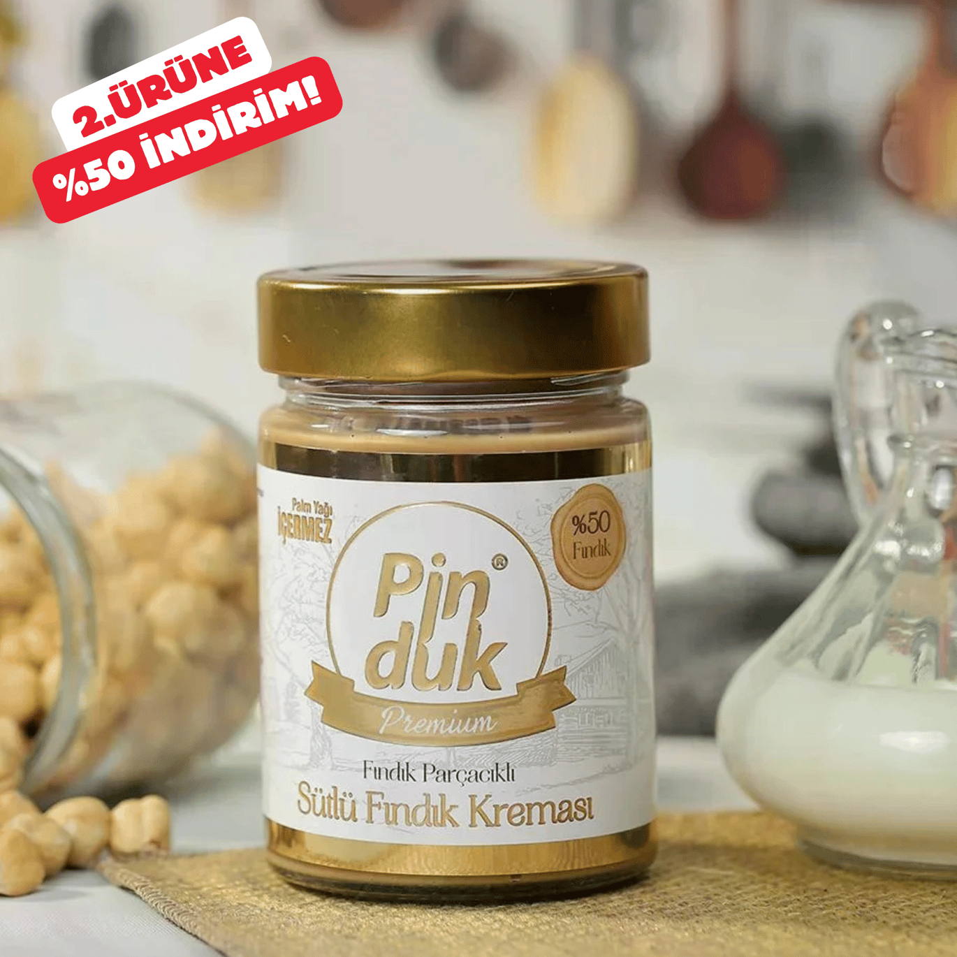 Premium %50 Fındıklı Sütlü Fındık Kreması 330 gr