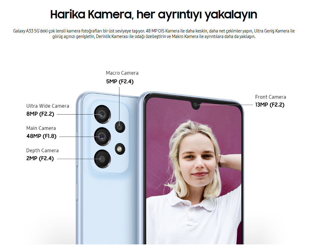 Yenilenmiş Samsung Galaxy A33 Kamera