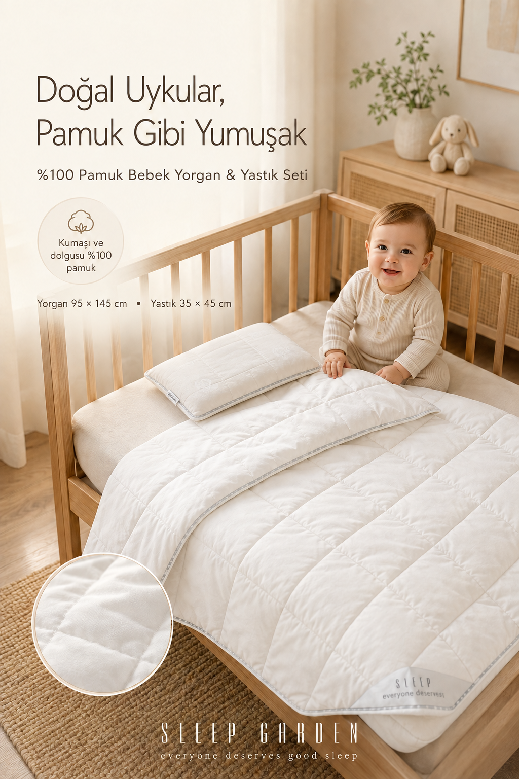 Sleep Garden %100 Organik Pamuk Bebek Yorgan Ve Yastık Seti Tela ÇantalıSleep Garden %100 Organik Pamuk Bebek Yorgan Ve Yastık Seti Tela ÇantalıSleep Garden