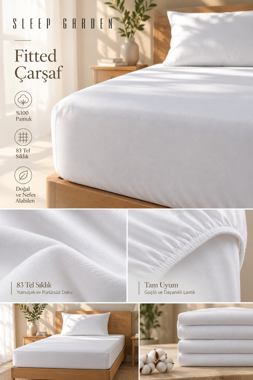 Sleep Garden %100 Pamuk 83 Tel Fitted ÇarşafSleep Garden %100 Pamuk 83 Tel Fitted ÇarşafSleep Garden