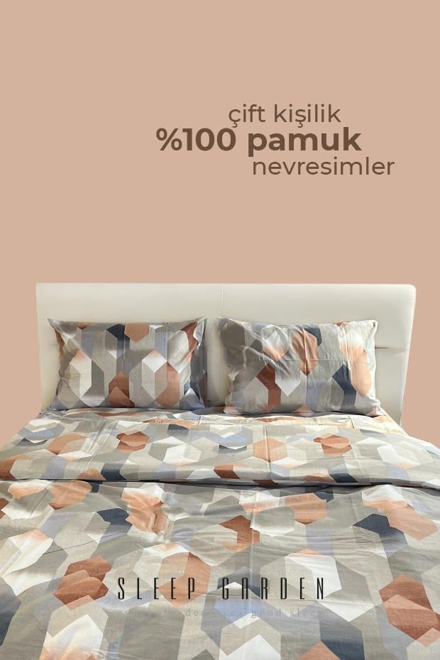 SLEEP GARDEN ÇİFT KİŞİLİK DESENLİ %100 PAMUK NEVRESİM TAKIMISleep Garden
