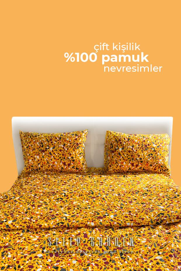 SLEEP GARDEN ÇİFT KİŞİLİK DESENLİ %100 PAMUK NEVRESİM TAKIMISleep Garden