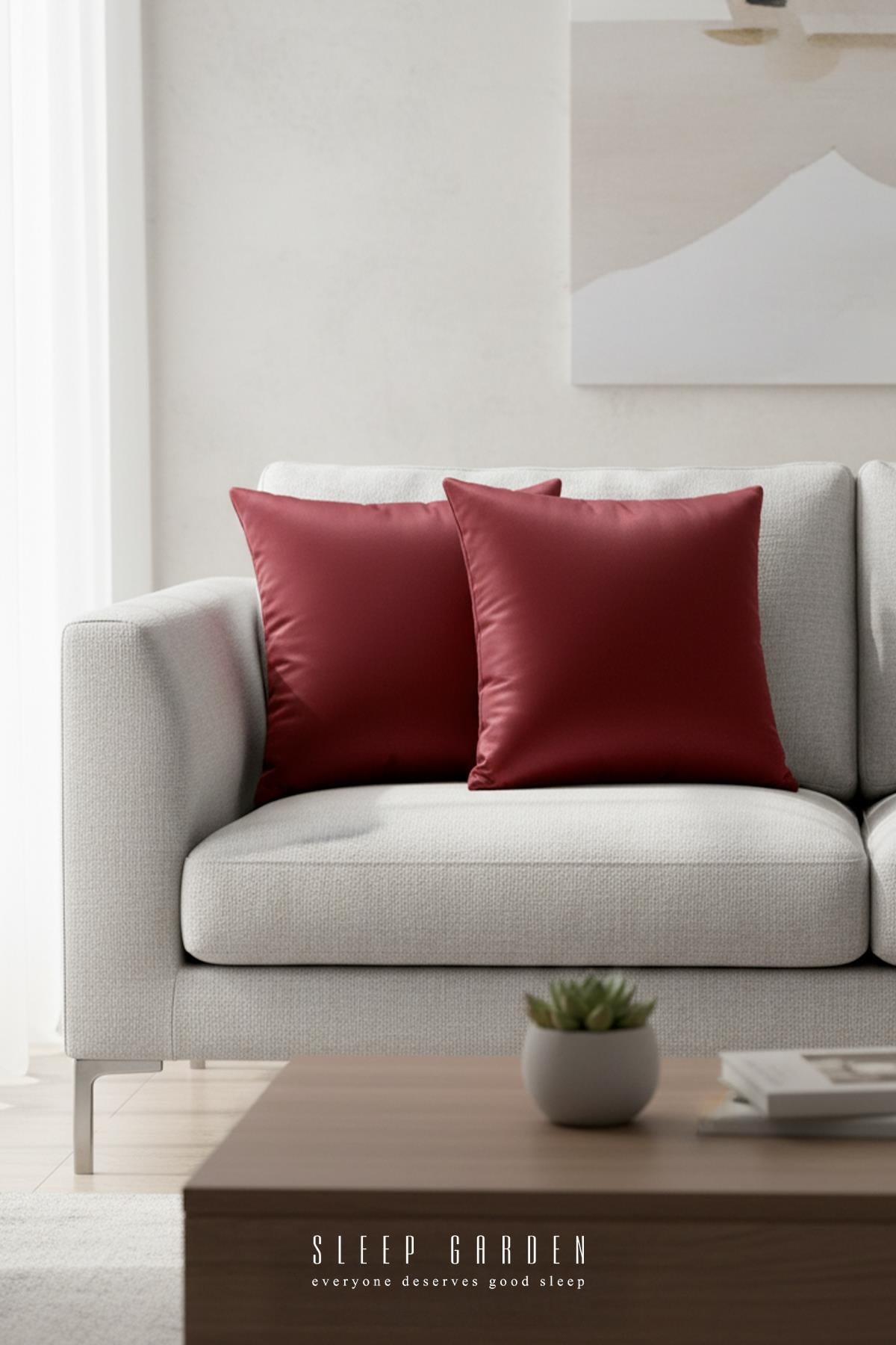 Sleep Garden Erguvan Serisi Kadife Bordo Taşlı Dekoratif Kırlent 45x45 2'liSleep Garden Erguvan Serisi Kadife Bordo Taşlı Dekoratif Kırlent 45x45 2'liSleep Garden
