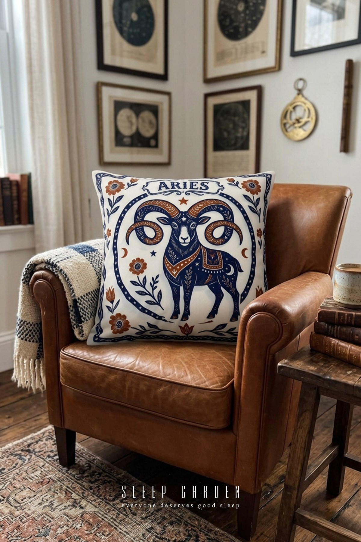 Sleep Garden Koç/Aries Pisces Burç Tasarım Modern Dekoratif Kırlent Kılıfı 43x43Sleep Garden