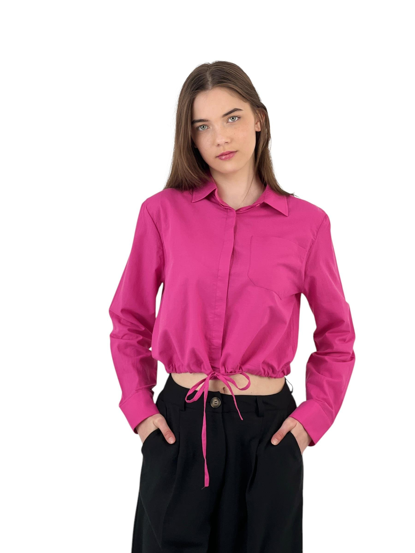 Büzgü Detaylı Bağcıklı Gömlek - Dört Renk Seçeneği - 24Y0127343
