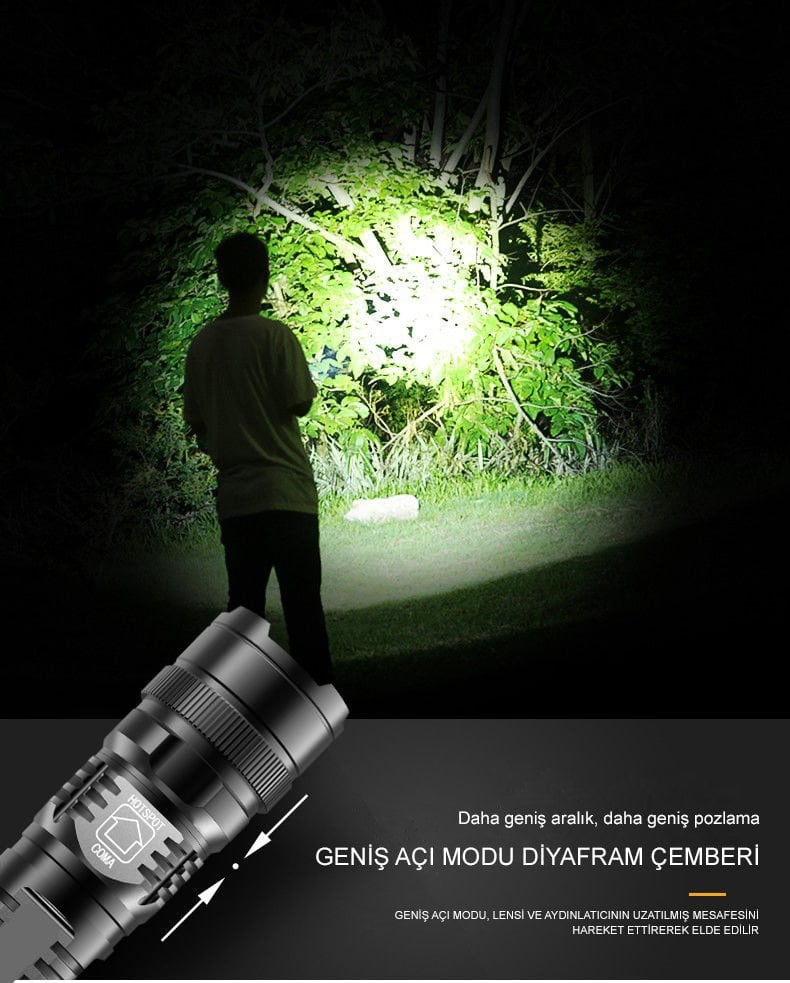 Powermaster MX-811 100 Metre Menzilli USB Şarjlı El Feneri İçerik