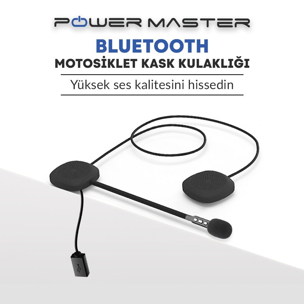 Powermaster PM-14283 Bluetooth'lu Şarjlı Kask İçi Motosiklet Hoparlör ve Mikrofon Seti