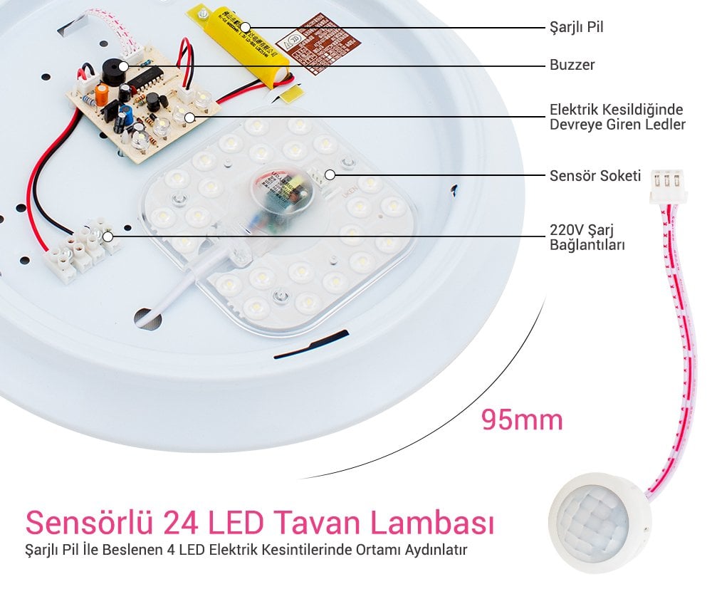 Powermaster Şarjlı 95 Mm Tavan Lambası