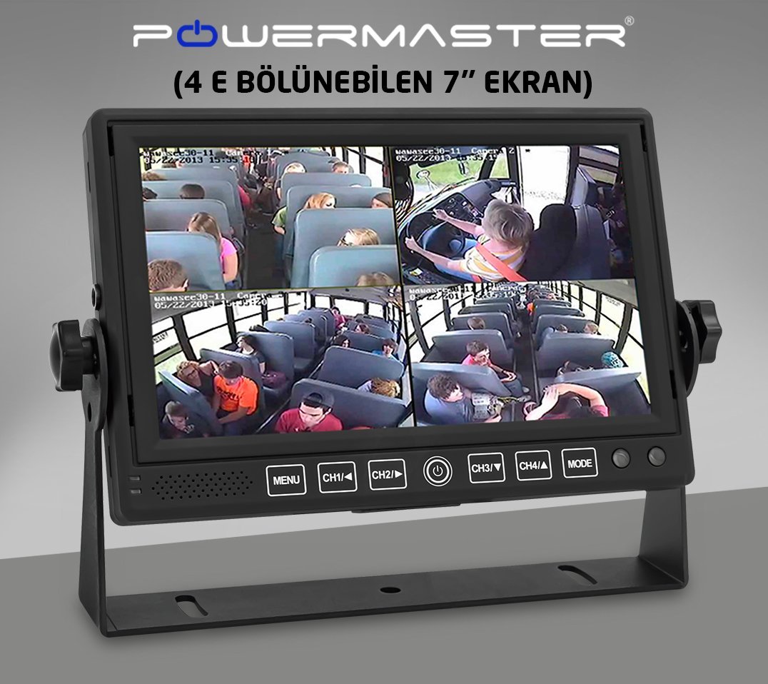 Powermaster Dokunmatik Tuş Takım Quad 4 Yollu (4 e Bölünebilen Ekran) Araç Monitör