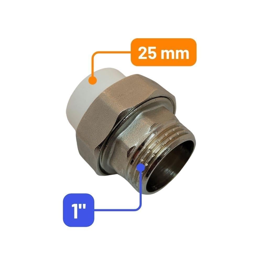 Ø25 x 1'' Oynar Başlıklı Kollektör Rakoru - Erkek Nipel