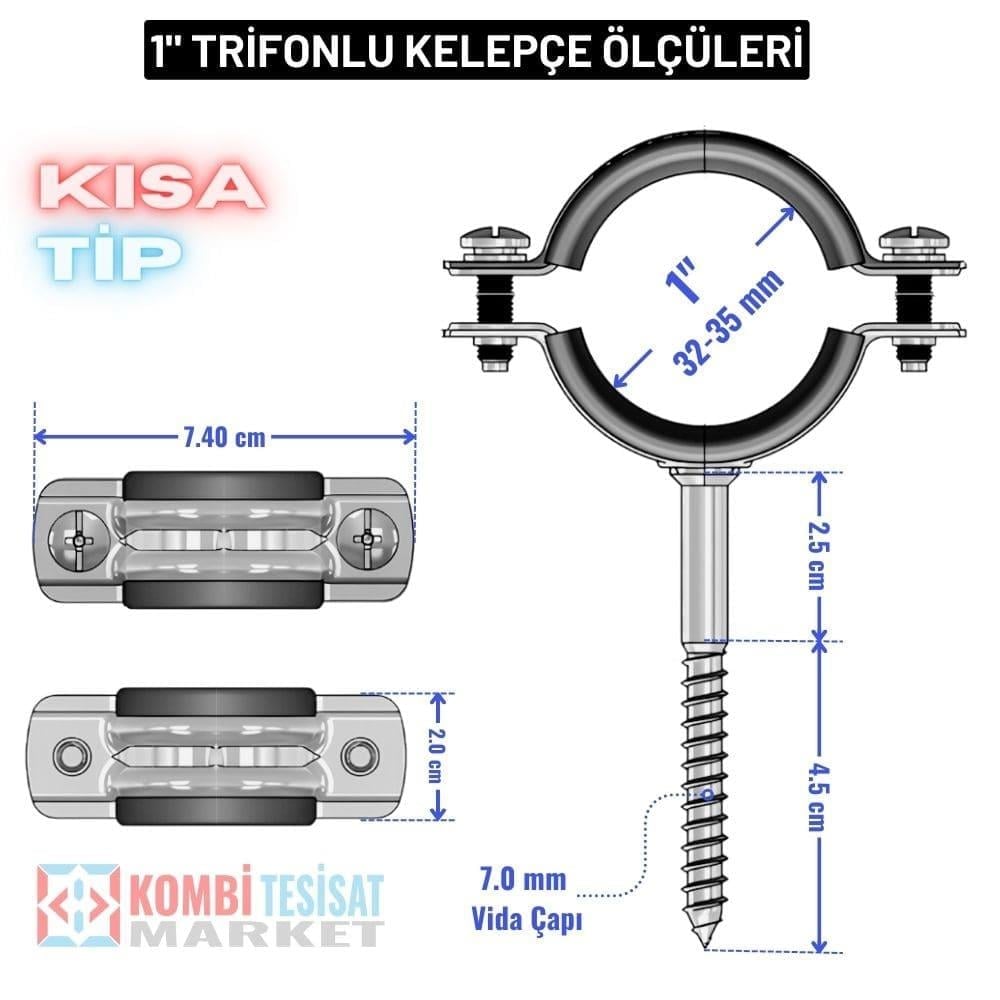 1'' Boru Kelepçesi Kısa Trifonlu