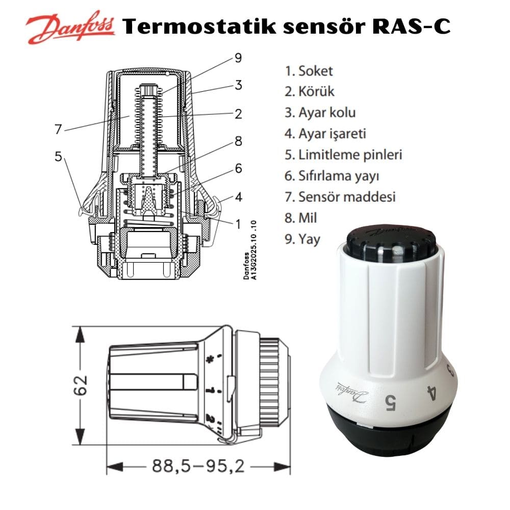 Danfoss RAS-C 5023 Termostatik Vana Kafası Sıvı Sensörlü