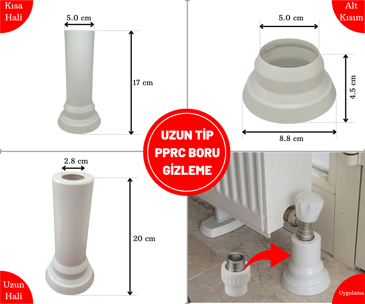 Radyatör Pprc Boru Gizleme Aparatı-Ayarlı 20 cm-Siyah