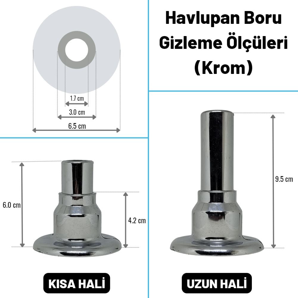 Ayarlı Havlupan Boru Gizleme Krom