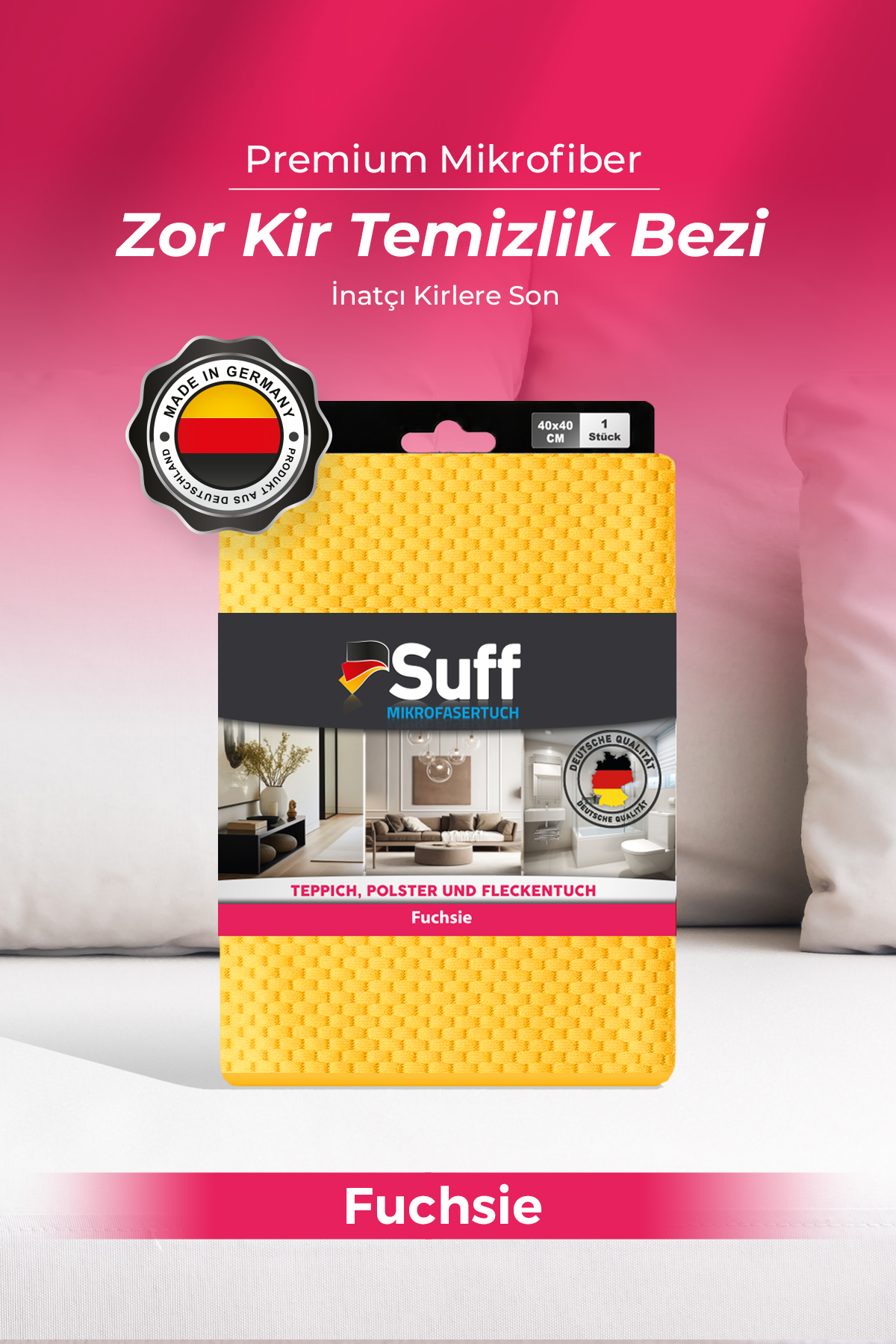 Suff Fuchsie Zor Kir Temizlik Bezi 40x40