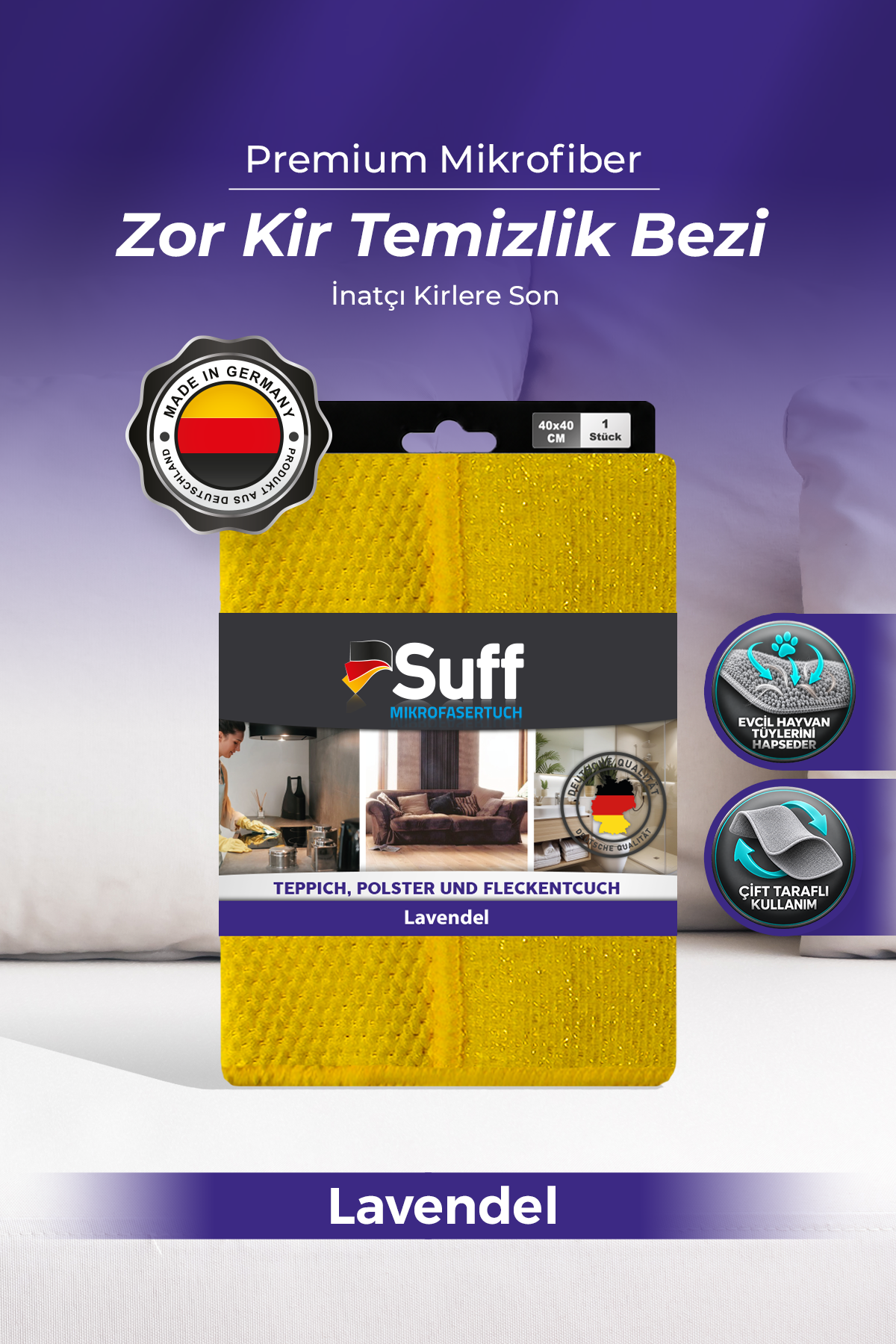 Suff Lavendel Zor Kir Temizlik Bezi 40x40 