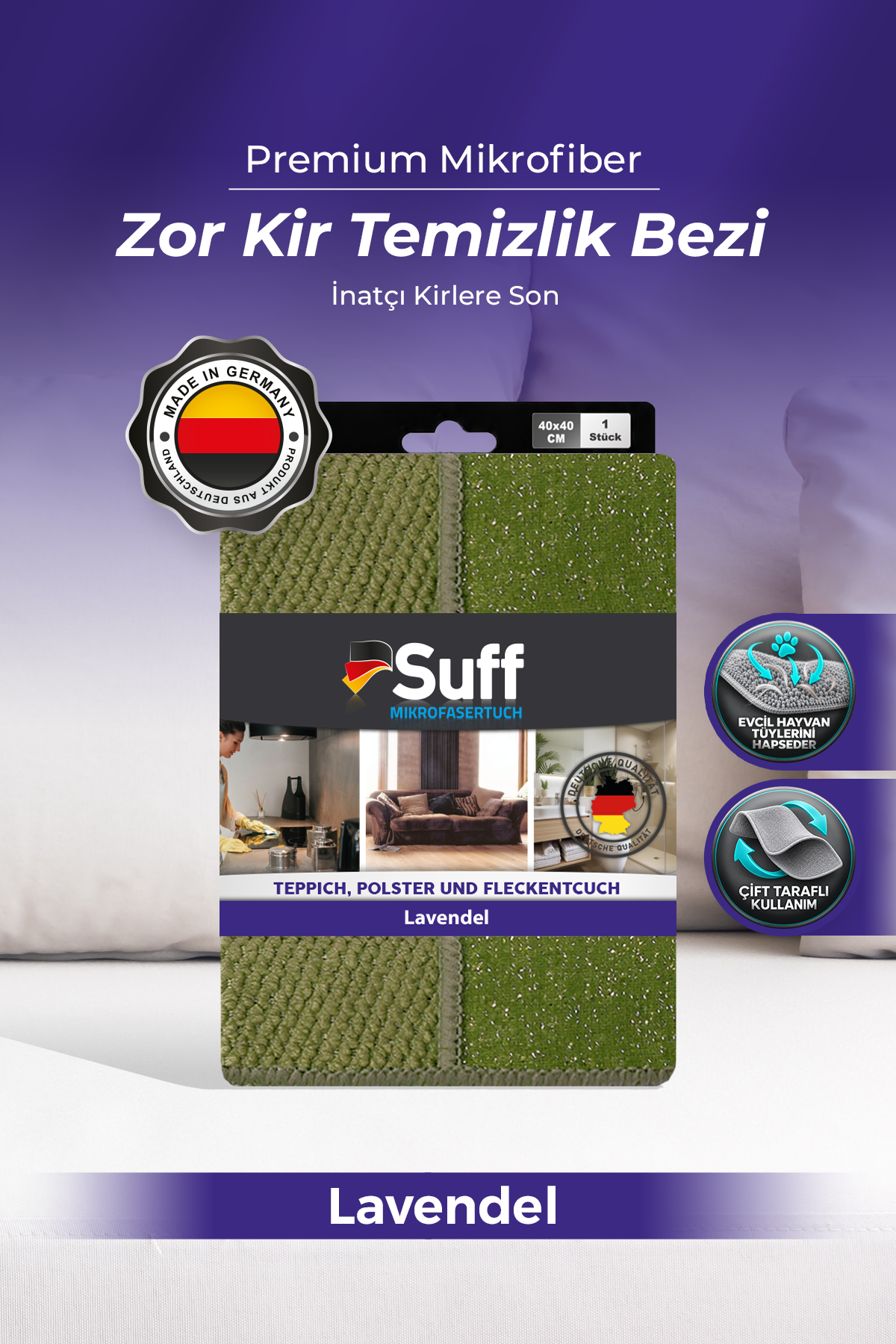 Suff Lavendel Zor Kir Temizlik Bezi 40x40 