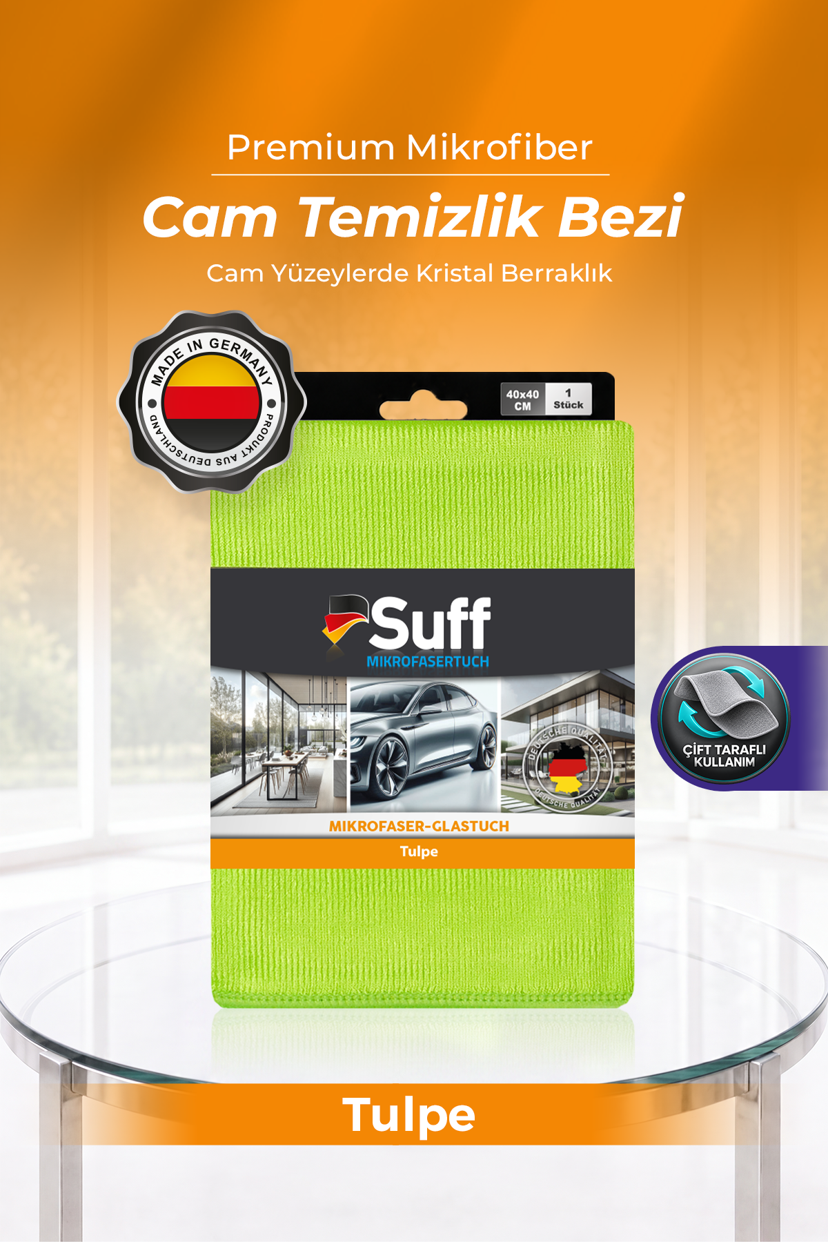 Suff Tulpe Cam Temizleme Bezi 40x40