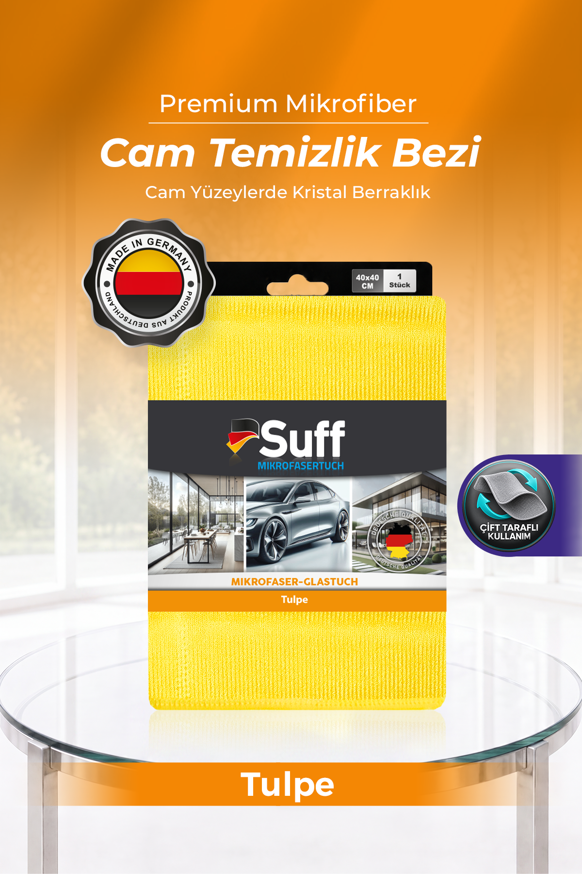 Suff Tulpe Cam Temizleme Bezi 40x40