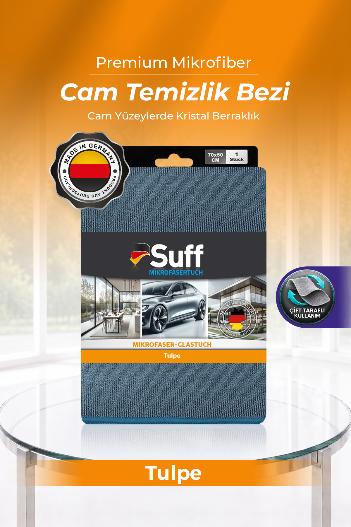 Suff Tulpe Cam Temizleme Bezi 70x50