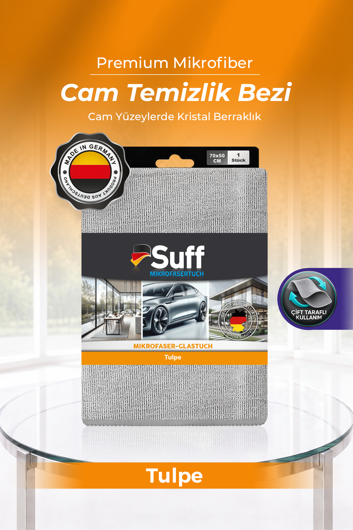 Suff Tulpe Cam Temizleme Bezi 70x50