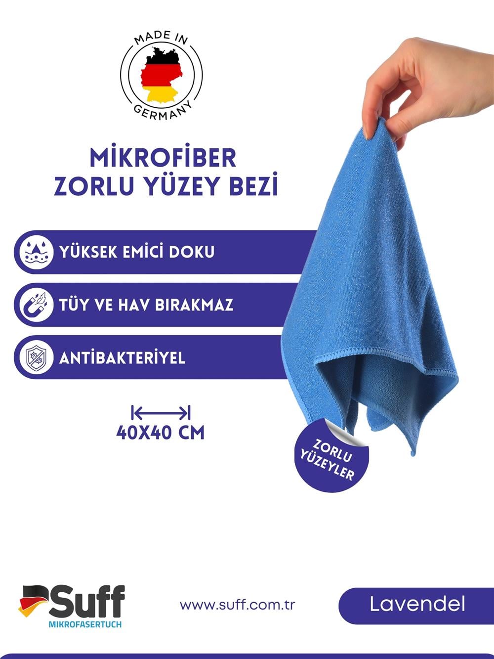 Lavendel Zorlu Yüzey Bezi 40x40
