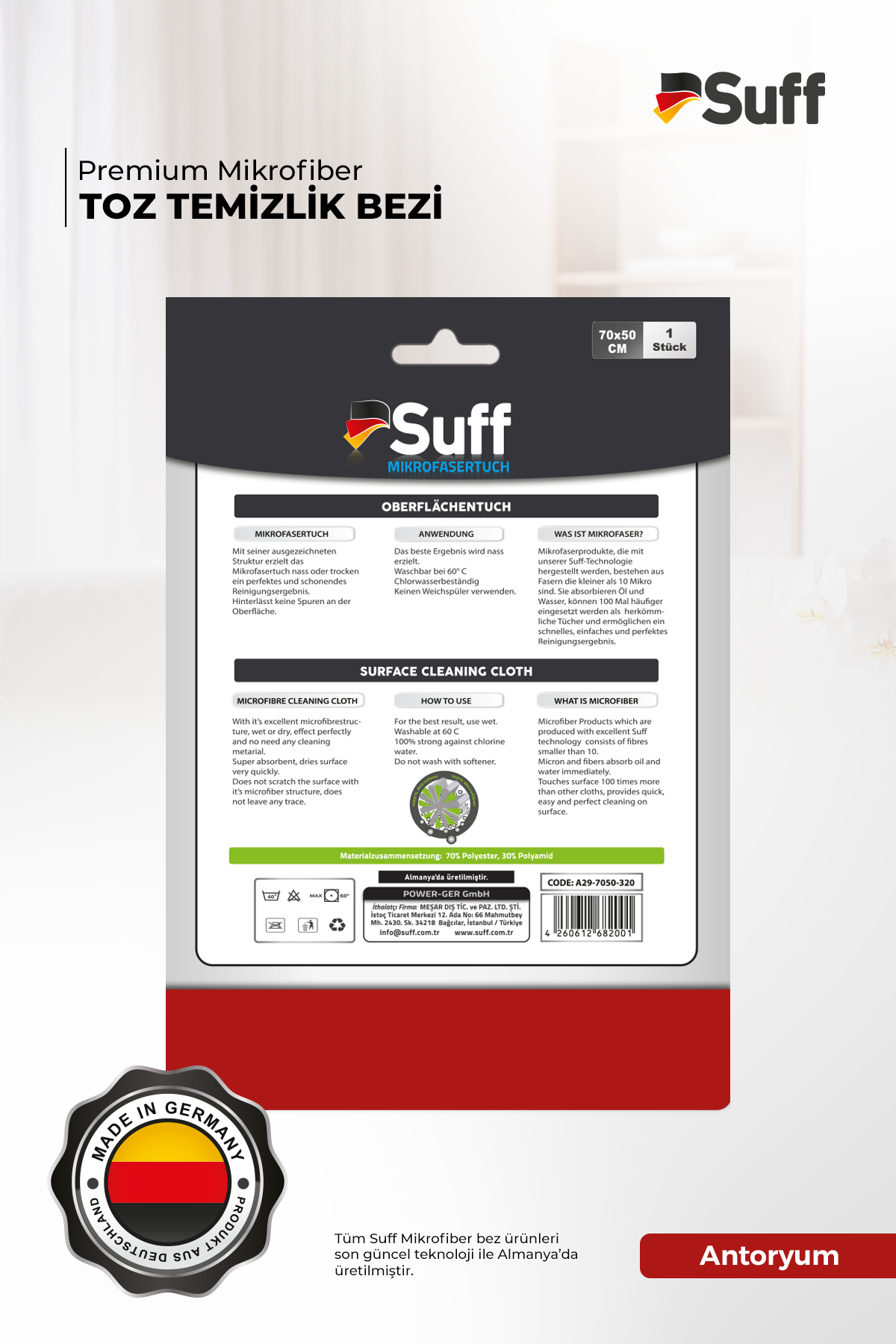 Suff Antoryum Statik Yüzey Bezi     70x50 