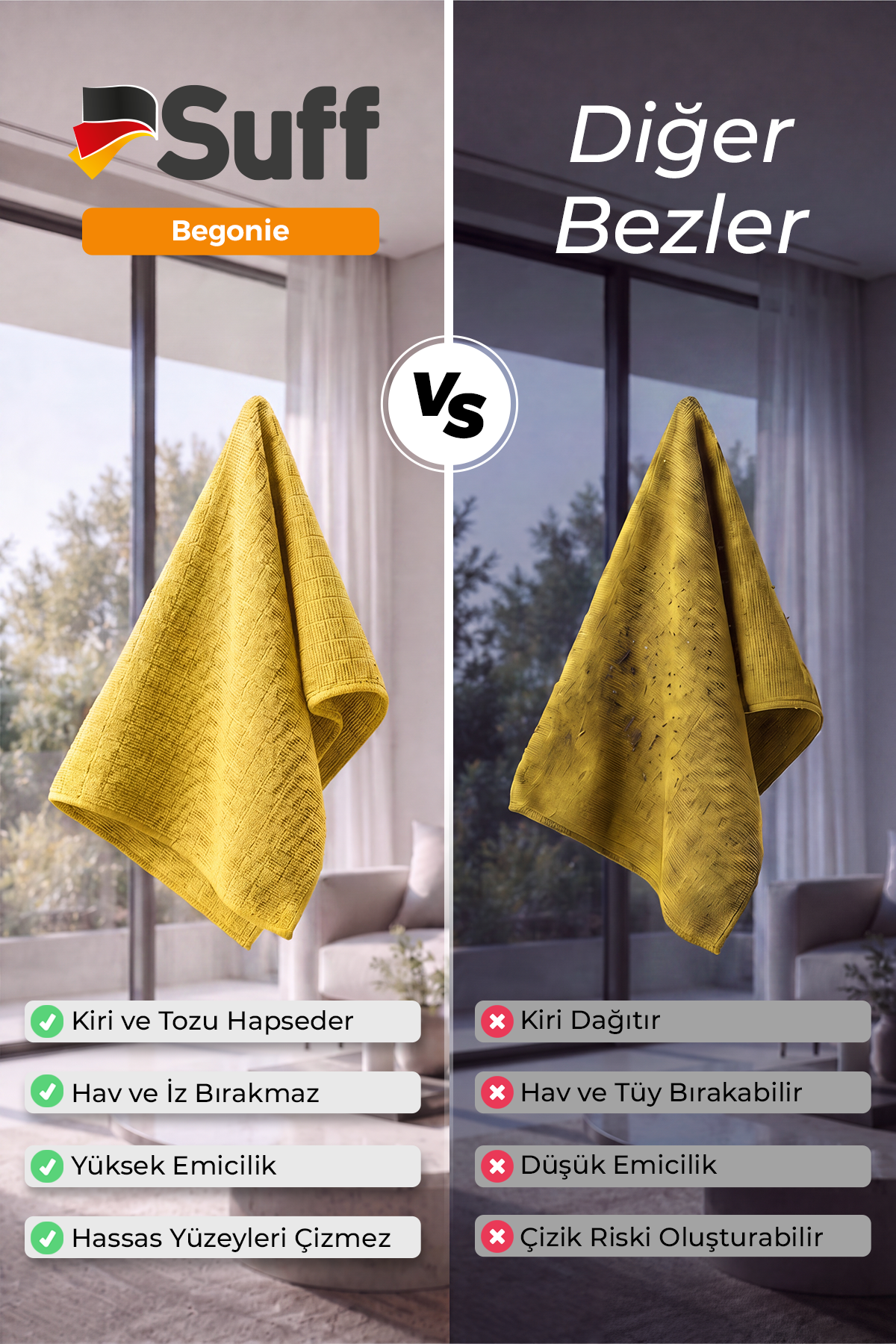Suff Begonie Yüzey Temizlik Bezi     40x40 