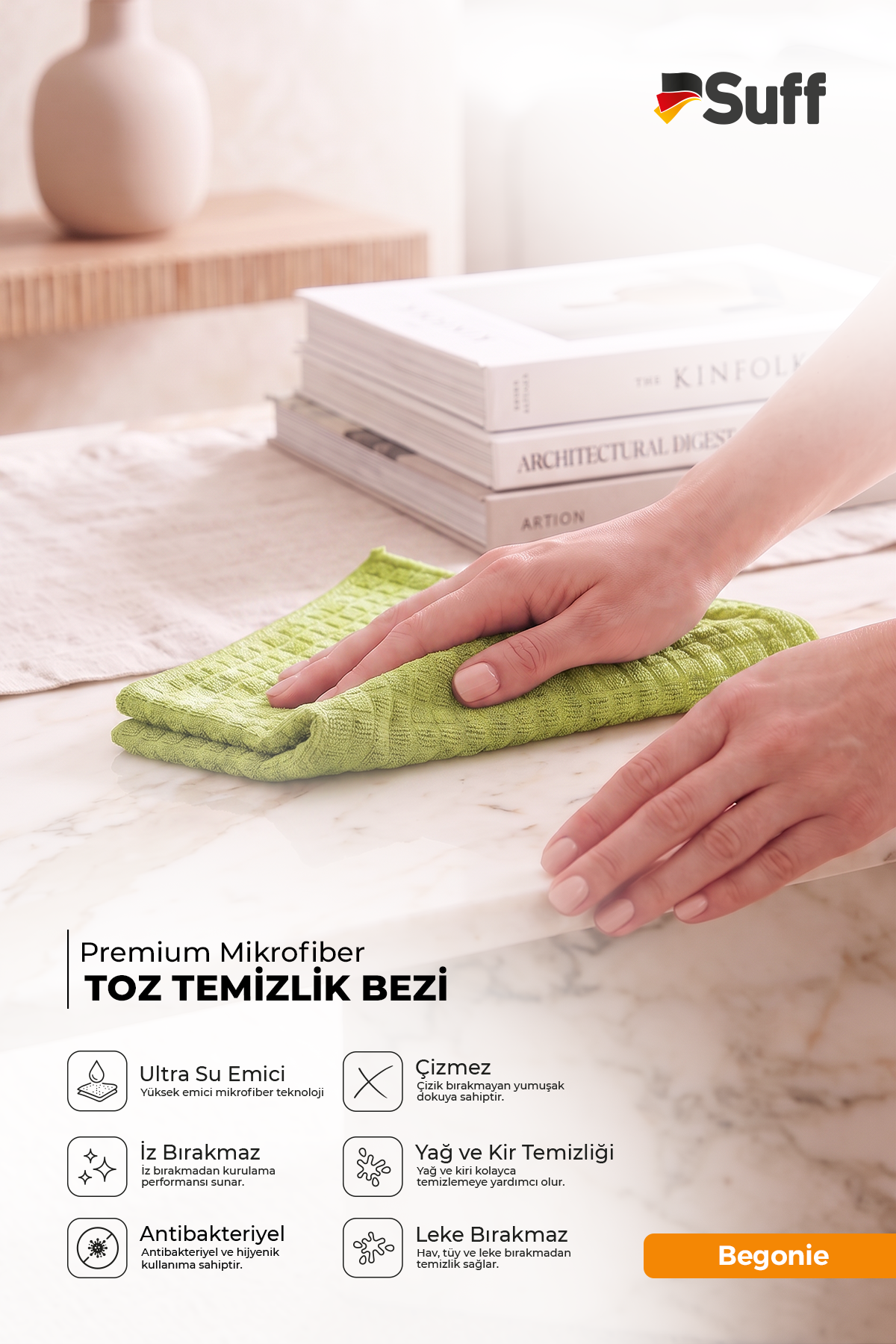 Suff Begonie Yüzey Temizlik Bezi     40x40 