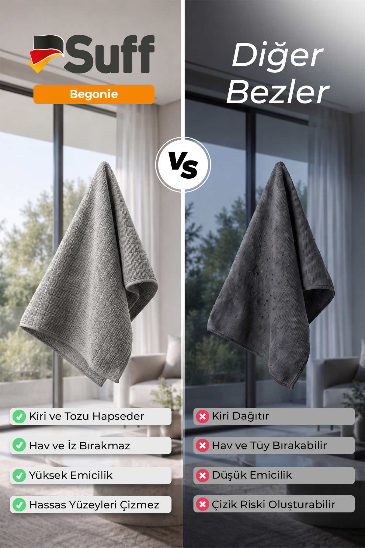 Suff Begonie Yüzey Temizlik Bezi     40x40 