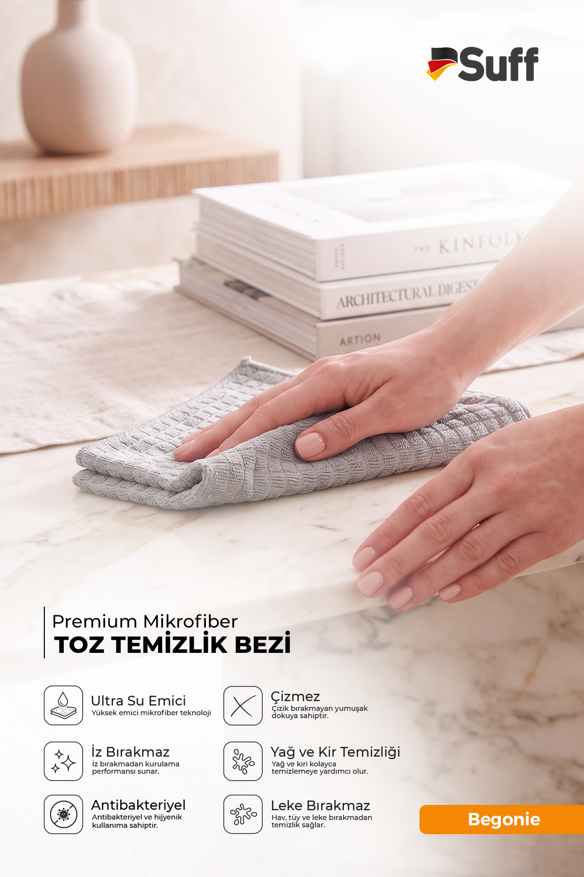 Suff Begonie Yüzey Temizlik Bezi     40x40 