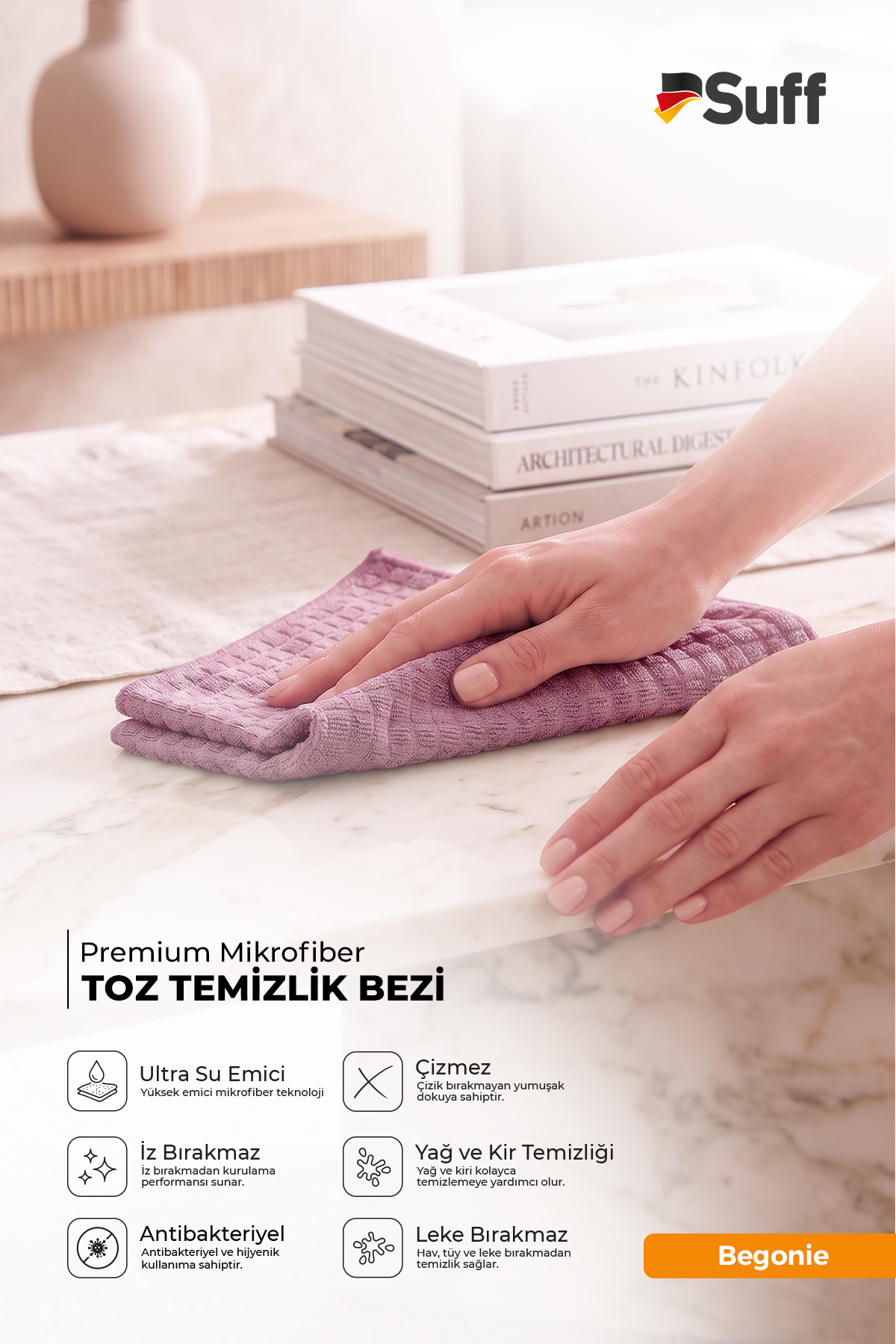 Suff Begonie Yüzey Temizlik Bezi     40x40 