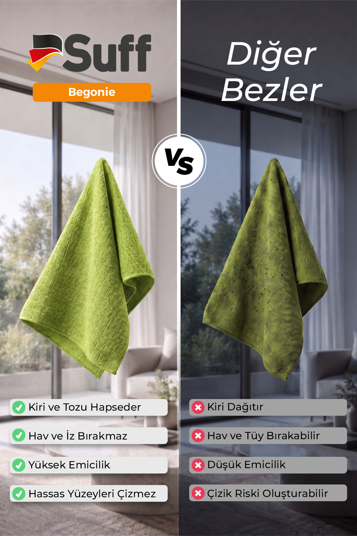 Suff Begonie Yüzey Temizlik Bezi     40x40 