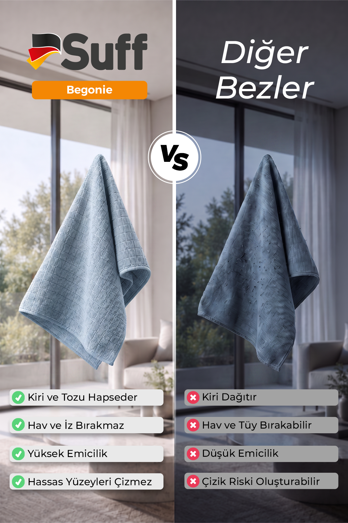 Suff Begonie Yüzey Temizlik Bezi     40x40 