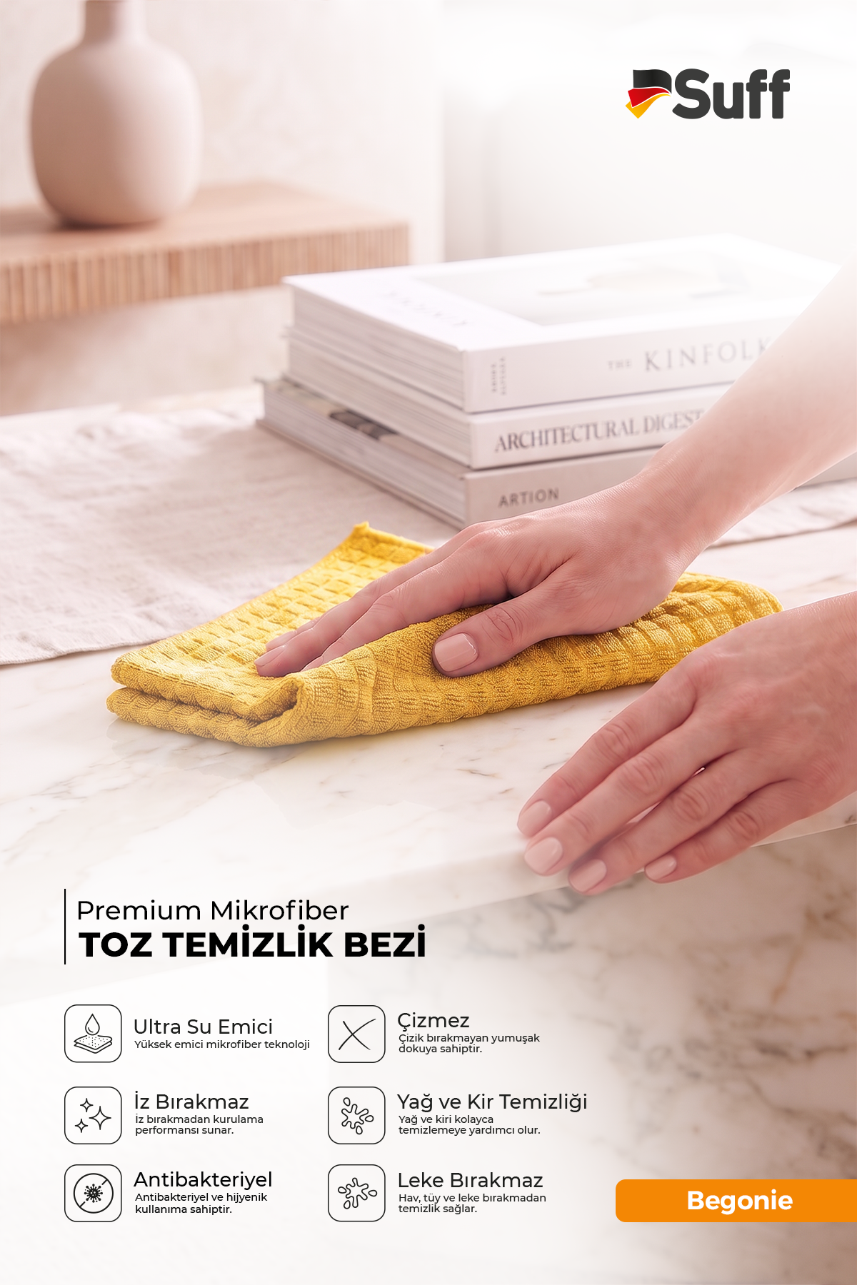 Suff Begonie Yüzey Temizlik Bezi     40x40 