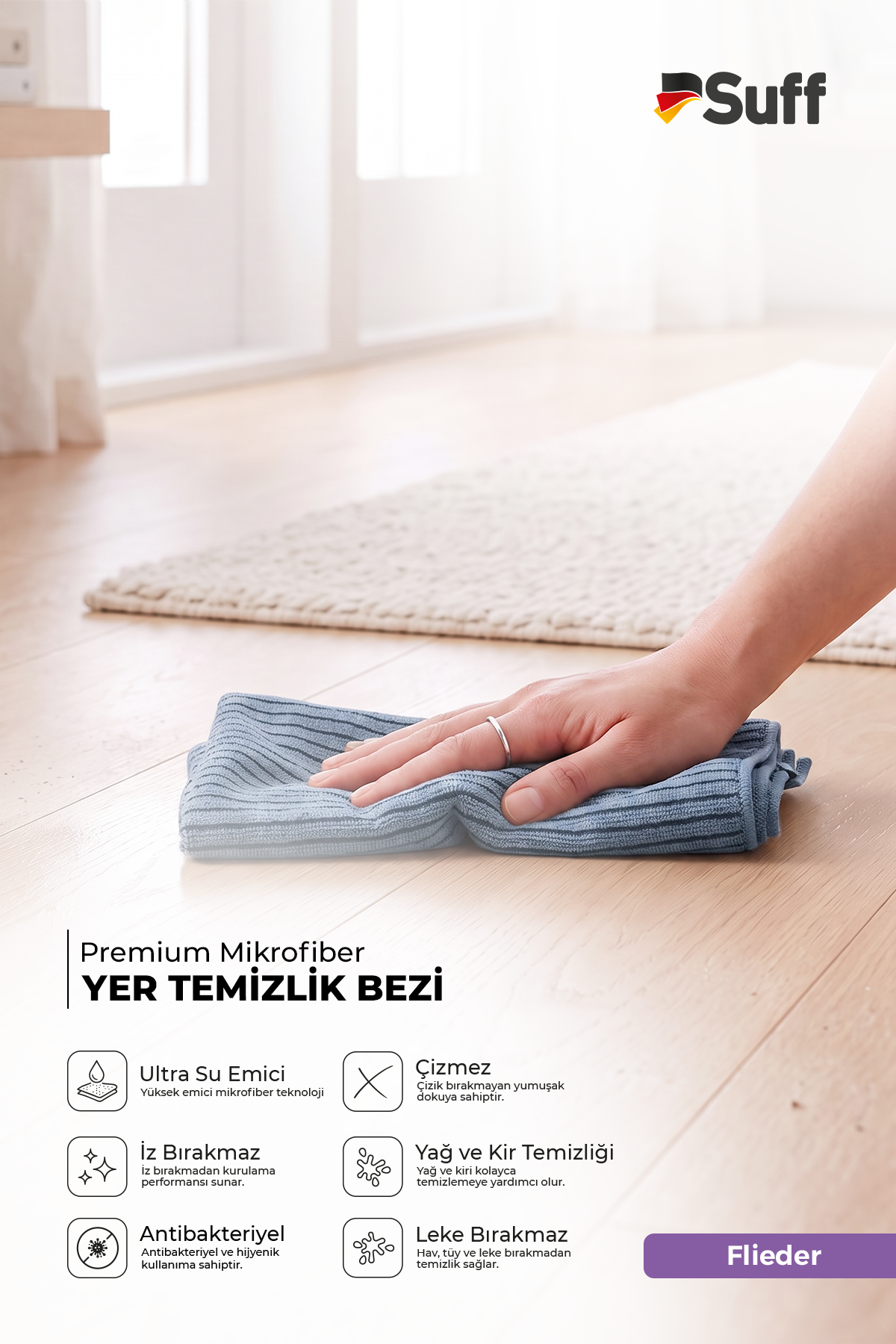 Suff Flider Yer Temzilik Bezi     40x40 