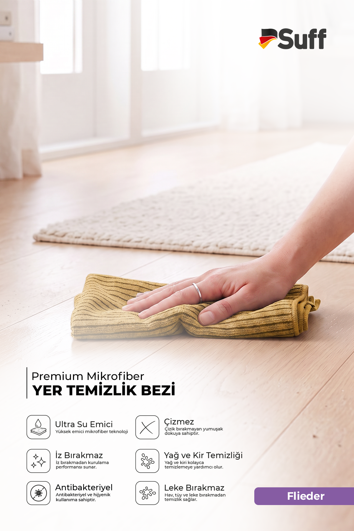 Suff Flider Yer Temzilik Bezi     40x40 