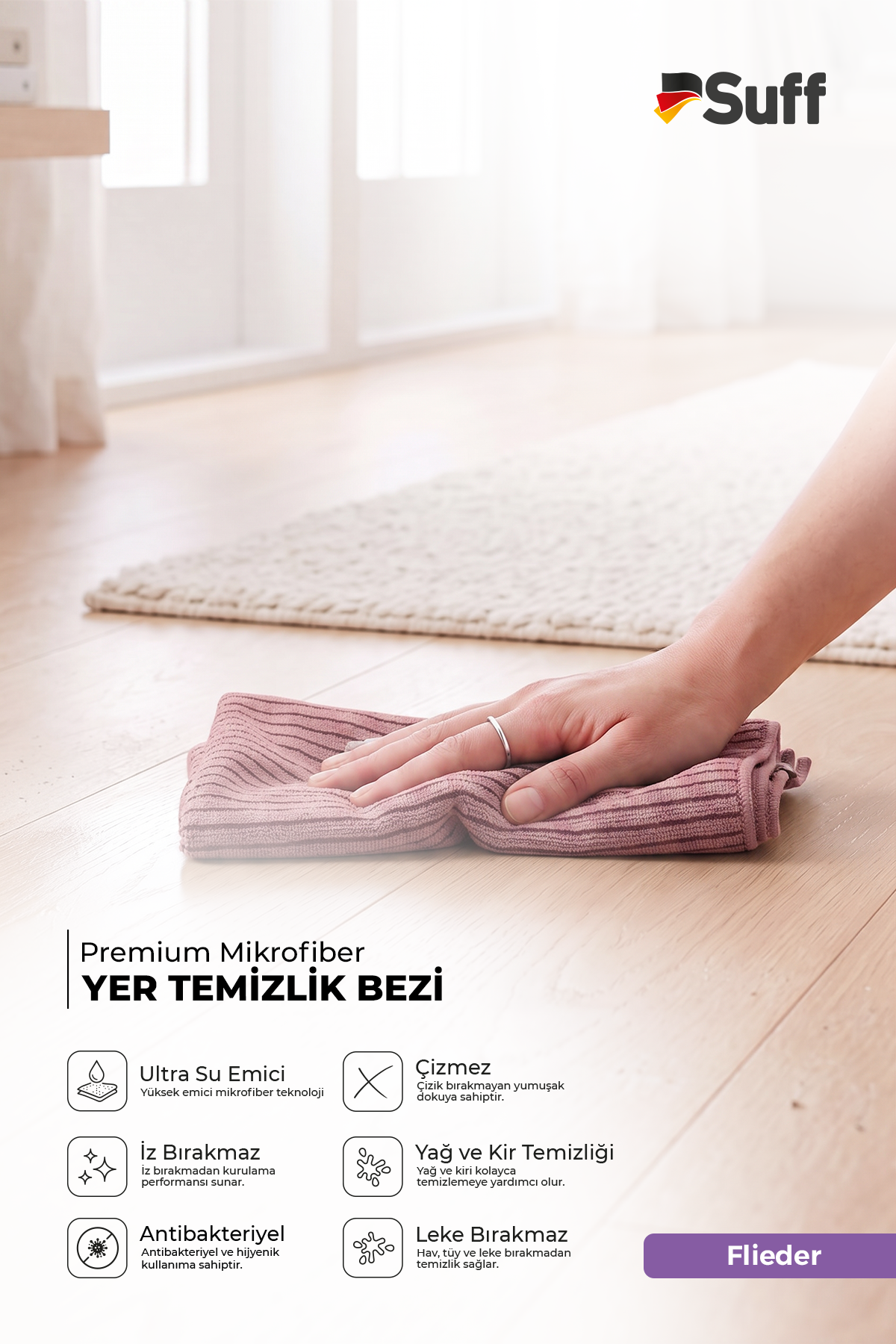Suff Flider Yer Temzilik Bezi     40x40 