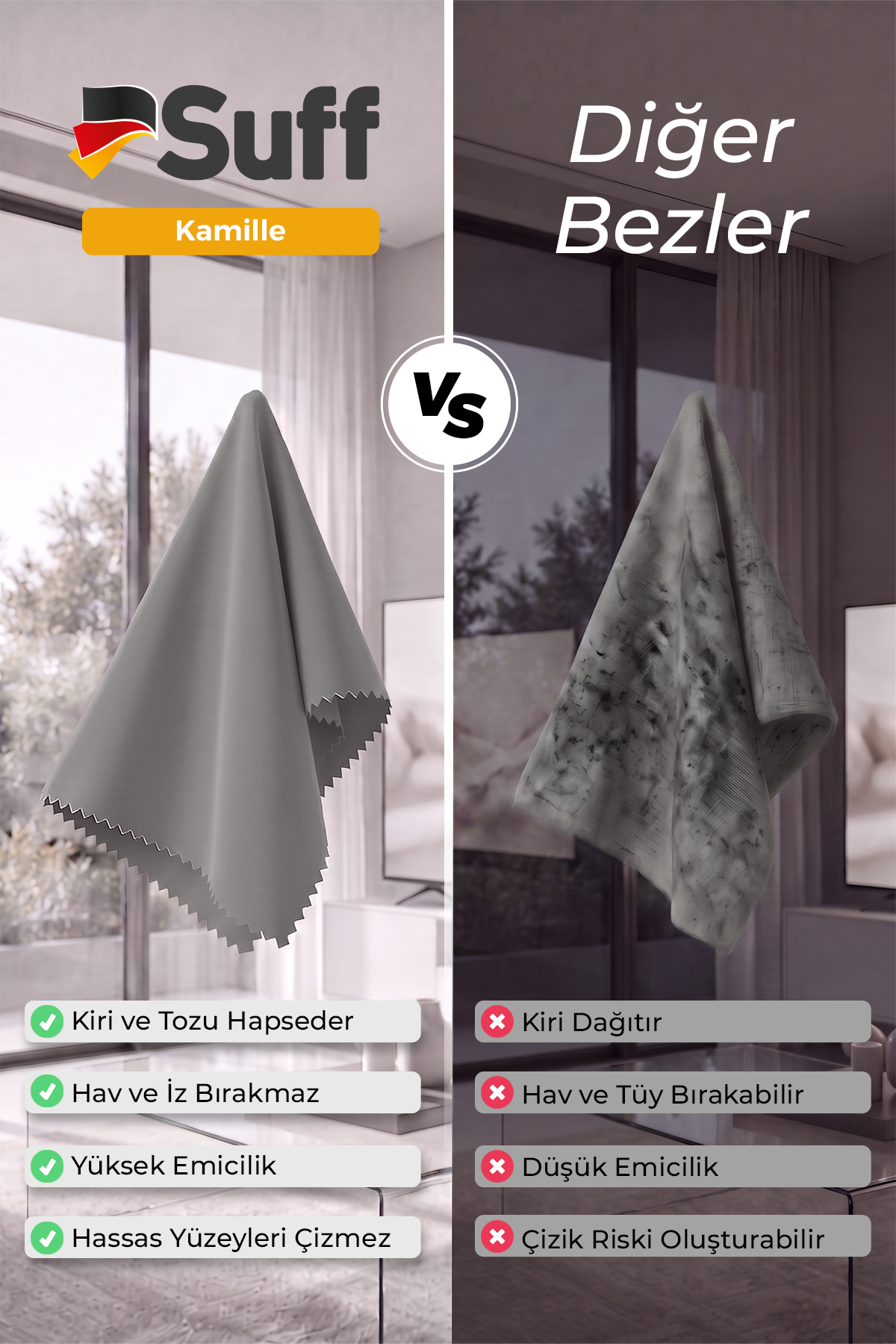 Suff Kamille Cam Temizlik Bezi 50x40 