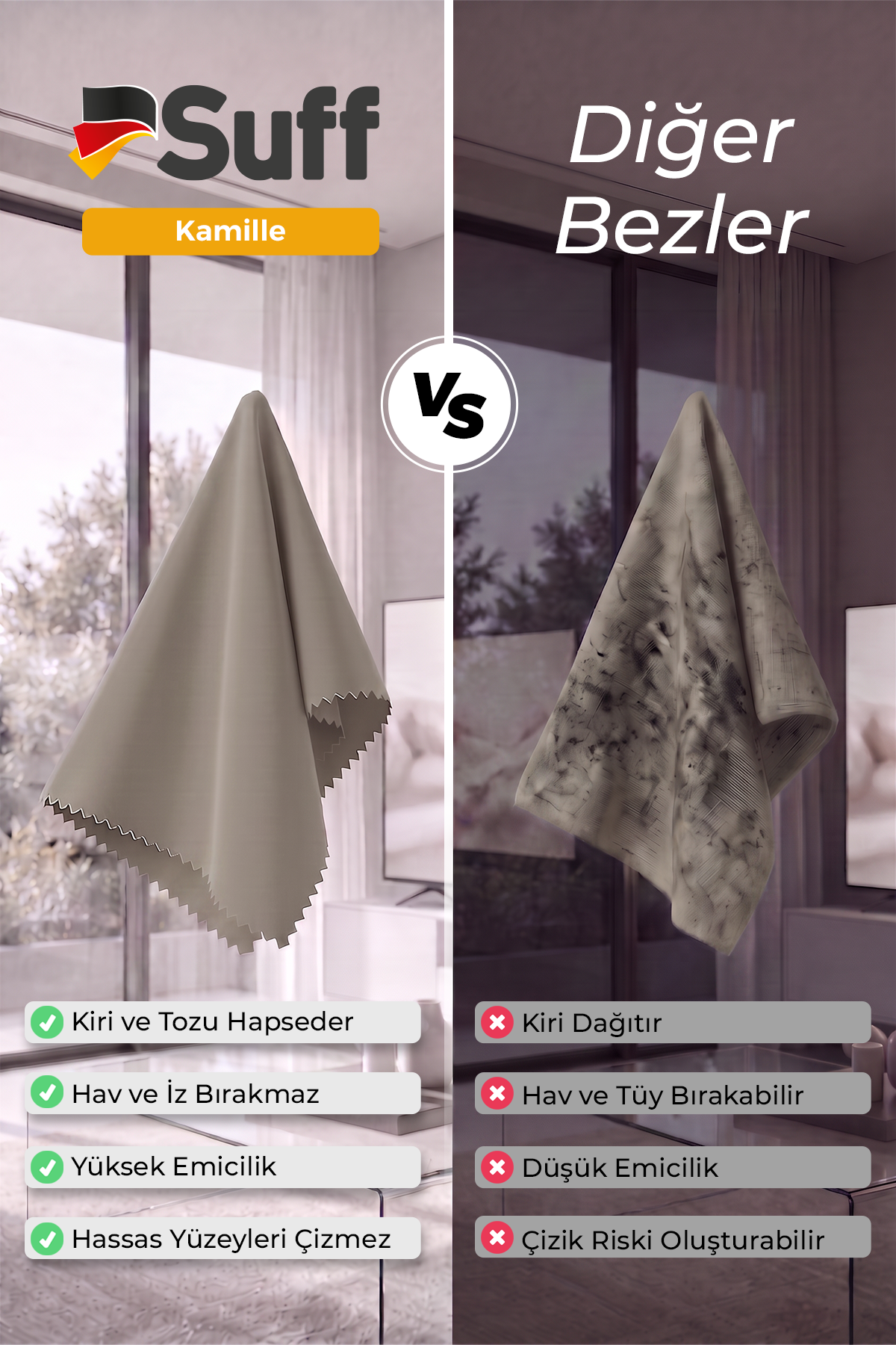 Suff Kamille Cam Temizlik Bezi 50x40 