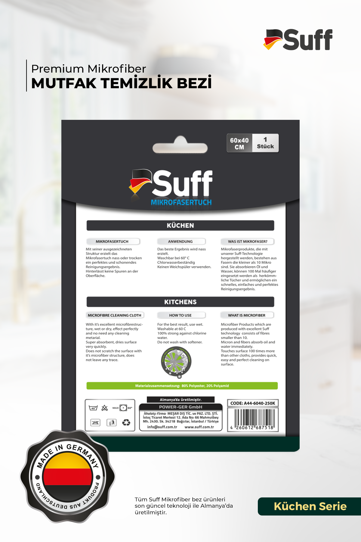 Suff Küchen Mikrofiber Mutfak Bezi 60x40 cm - Dekoratif Desenli