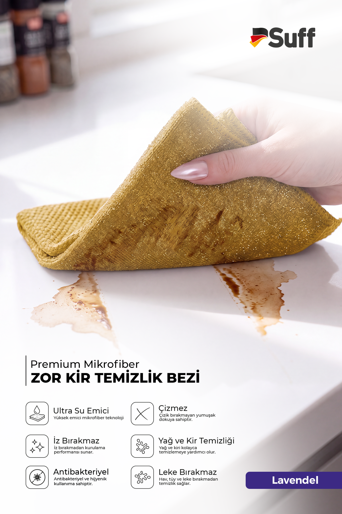 Suff Lavendel Zorlu Yüzey Bezi     40x40 
