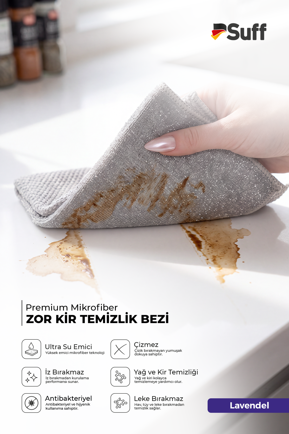 Suff Lavendel Zorlu Yüzey Bezi     40x40 