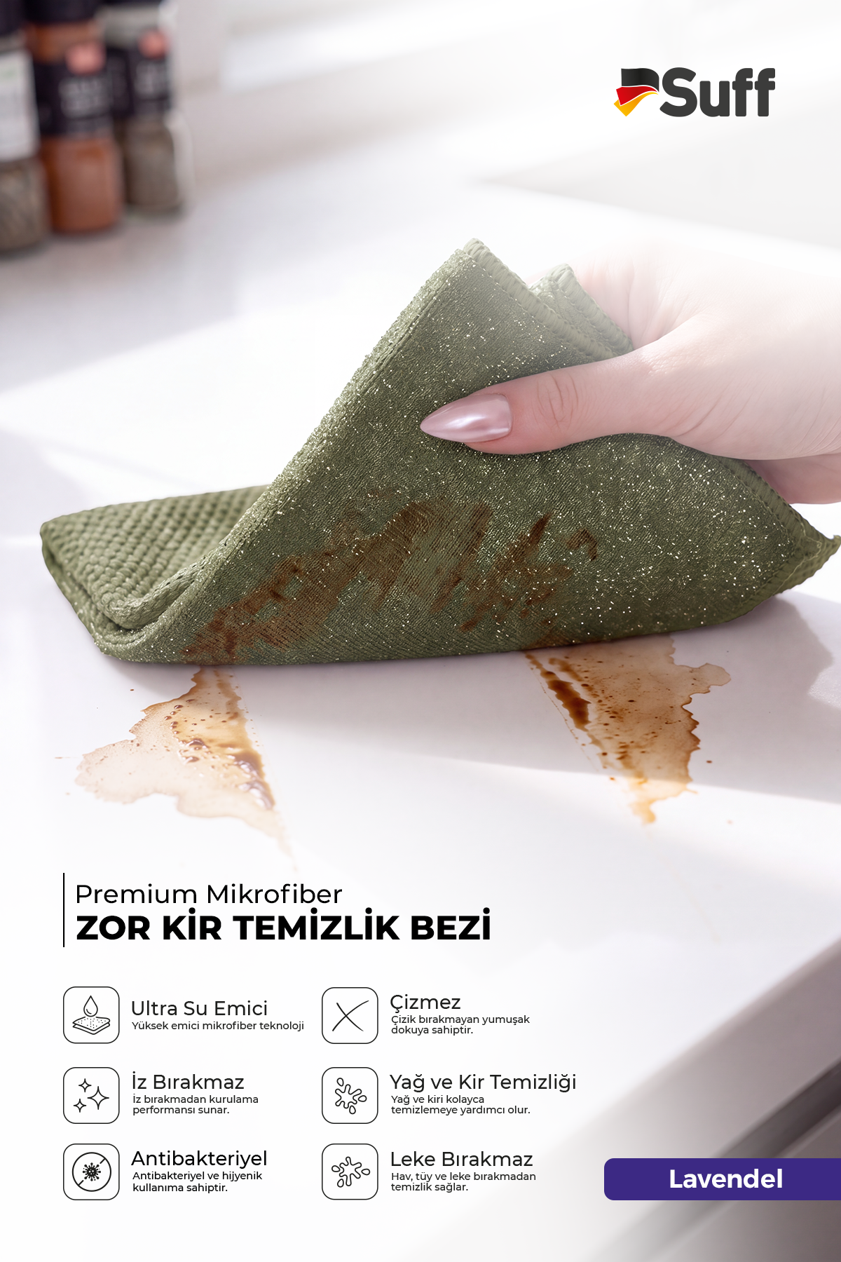 Suff Lavendel Zorlu Yüzey Bezi     40x40 