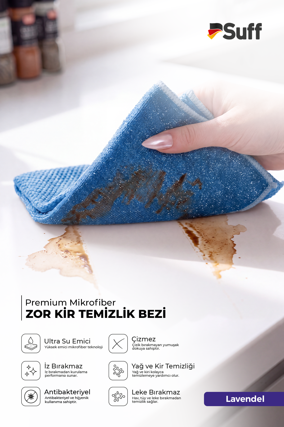 Suff Lavendel Zorlu Yüzey Bezi     40x40 