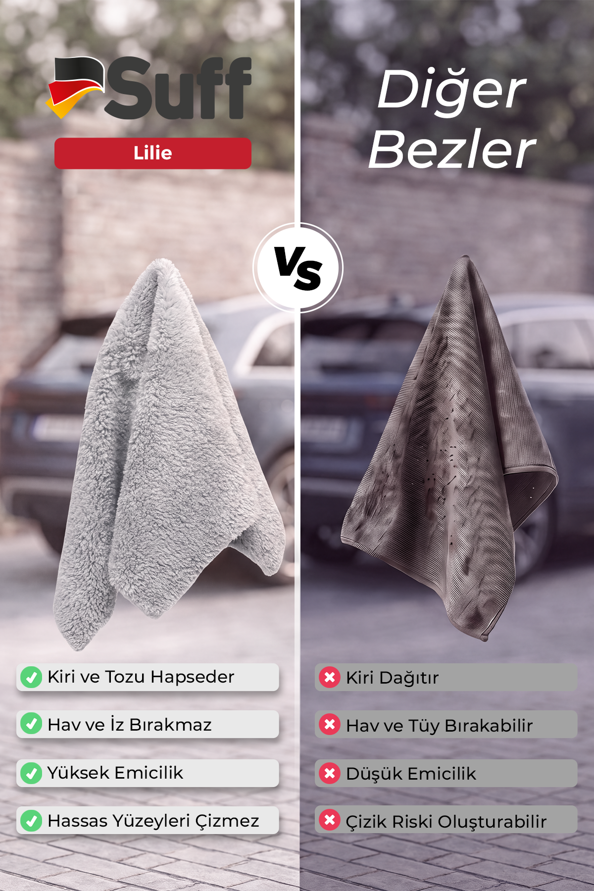 Suff Lilie Araç Temizlik Bezi     70x50 