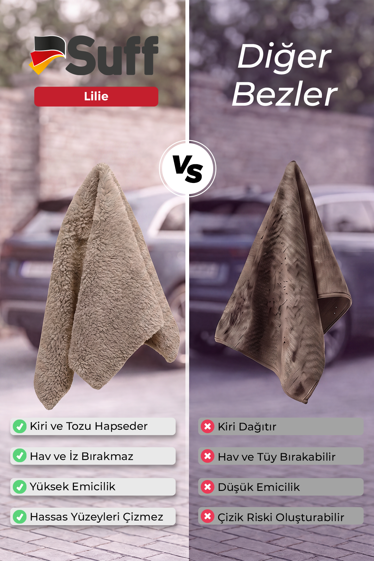Suff Lilie Araç Temizlik Bezi     70x50 