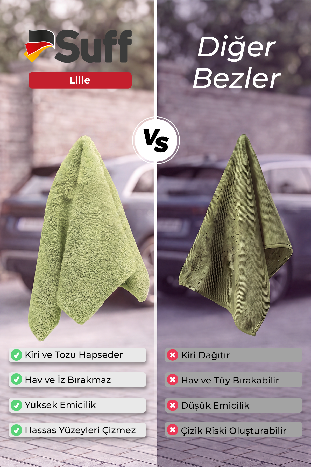 Suff Lilie Araç Temizlik Bezi     70x50 